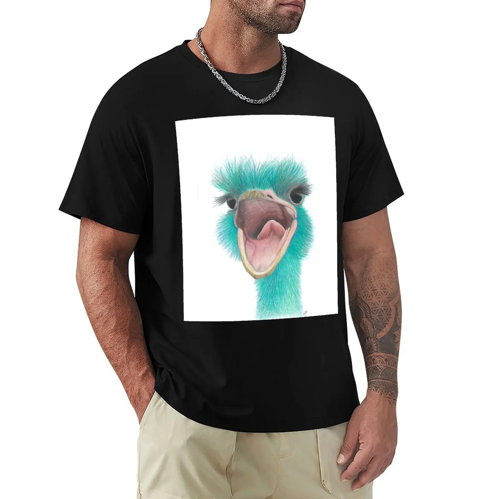 Teal Ostrich T-Shirt Breathable Sportswear T-Shirt for Men
