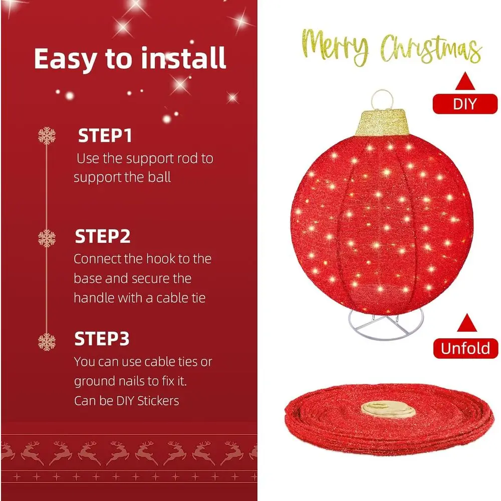 مجموعة زينة عيد الميلاد الخارجية المضيئة مع 290 مصباح LED، 8 أوضاع، لديكور الفناء - أحمر/أخضر/ذهبي #4