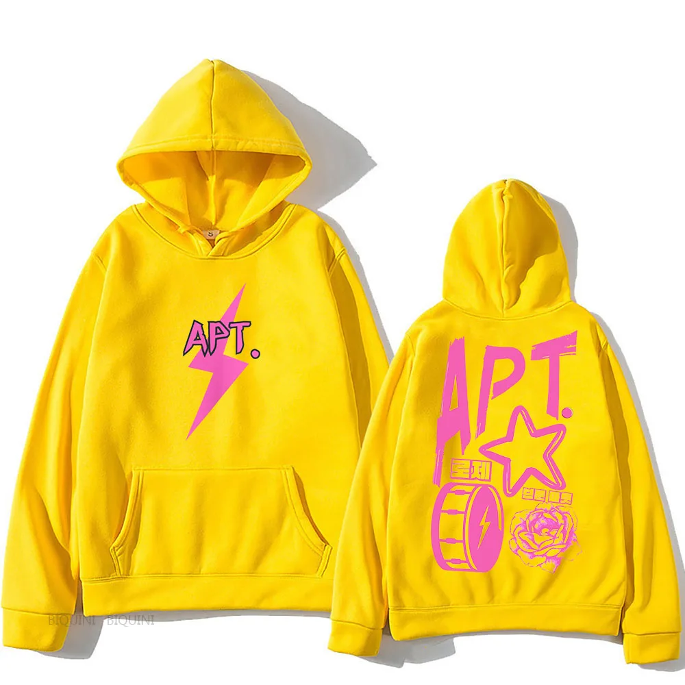 APT New Song Hoodie ROSE & Bruno Mars للرجال هوديي ريترو قوطي كاجوال عصري كوري