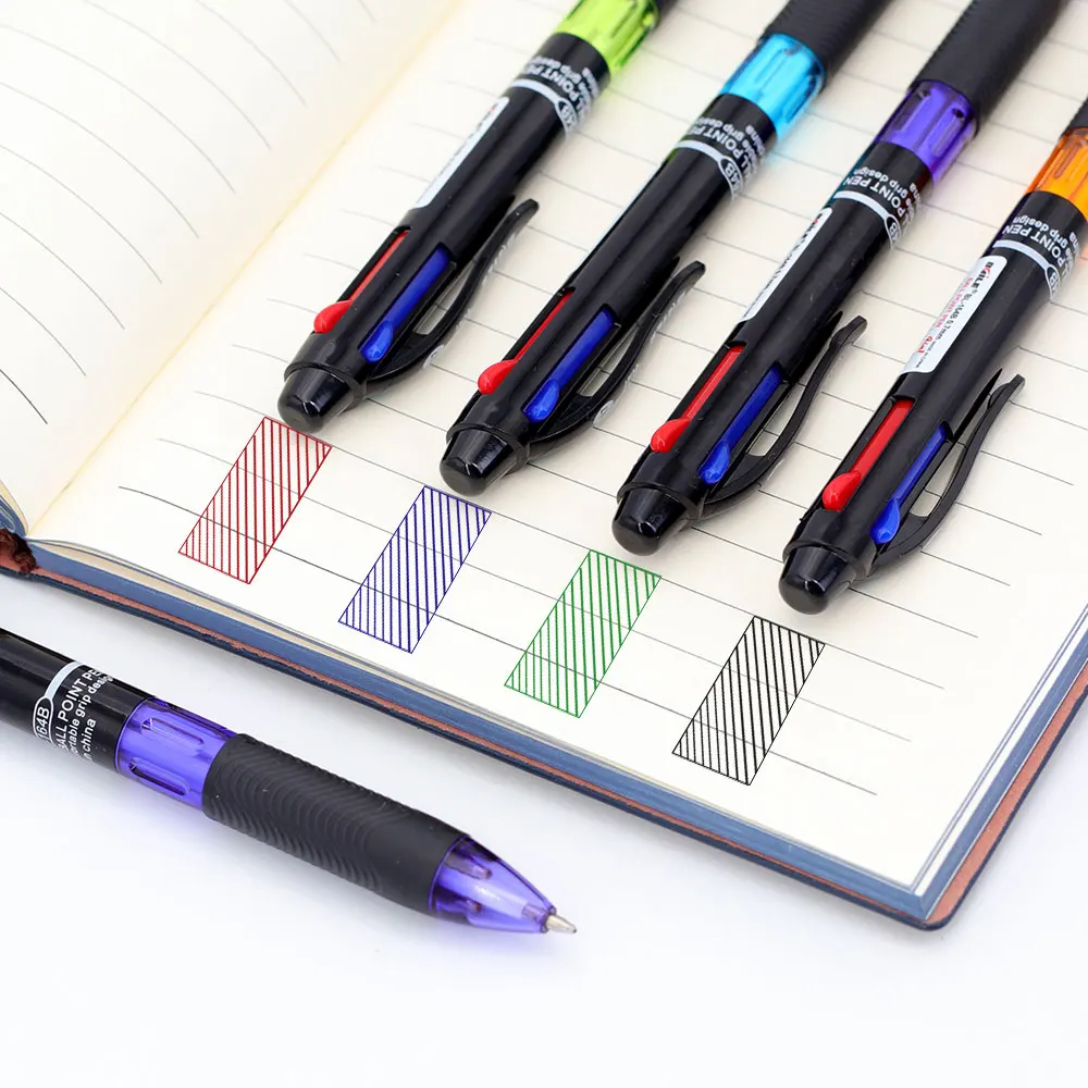 4pcs/set Creative 4 in 1 Multicolour Ballpoint Pen 0.7mm Black Blue Red Green Ball Pen Office School Marking Pen Cute Stationery