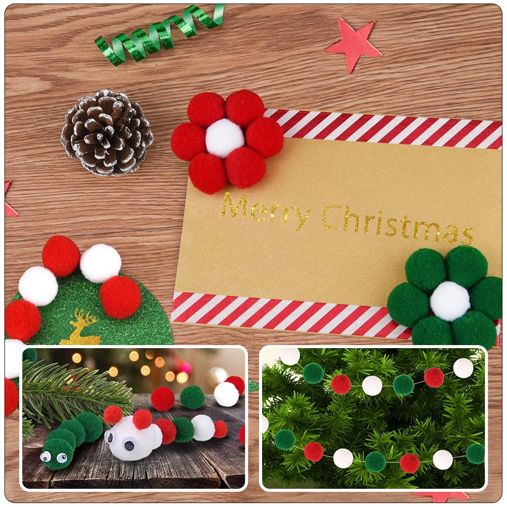 2000 Pcs Christmas Decoration Pompoms Bag Decorations Red High Elasticity Small Size Polyester Fluffy Balls