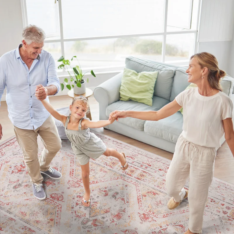 LOOM & LUXE Tappeto da 5x8, Tappeto lavabile, Basso pile, Antiscivolo, Non fuoriuscite, Pieghevole, Adatto ai bambini e agli animali domestici - Tappeti per vivere ro