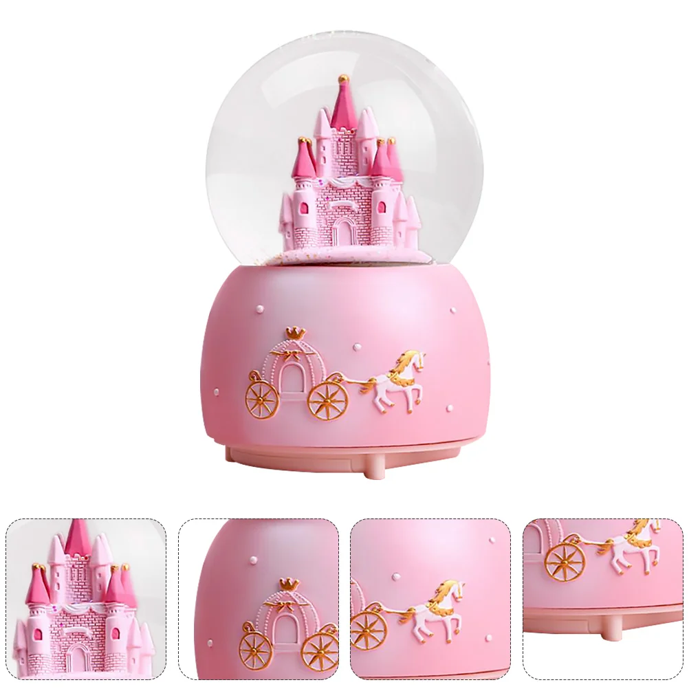 Castle Crystal Ball Music Snow Globe Table Globes Fairy Tale Snowfall Glass Gift for Party Desktop Ornament