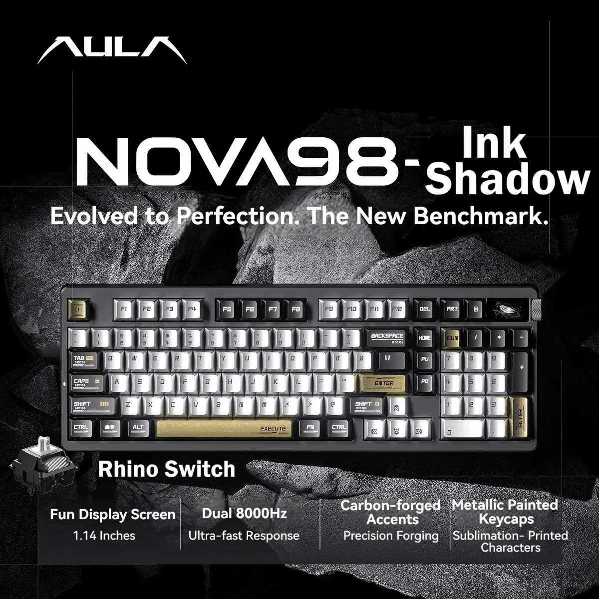 AULA NOVA98 Wireless Gaming Mechanical Keyboard 3-Mode Dual 8KHz Smart Display Screen Hot Swap Gasket Custom for PC Esports Gift