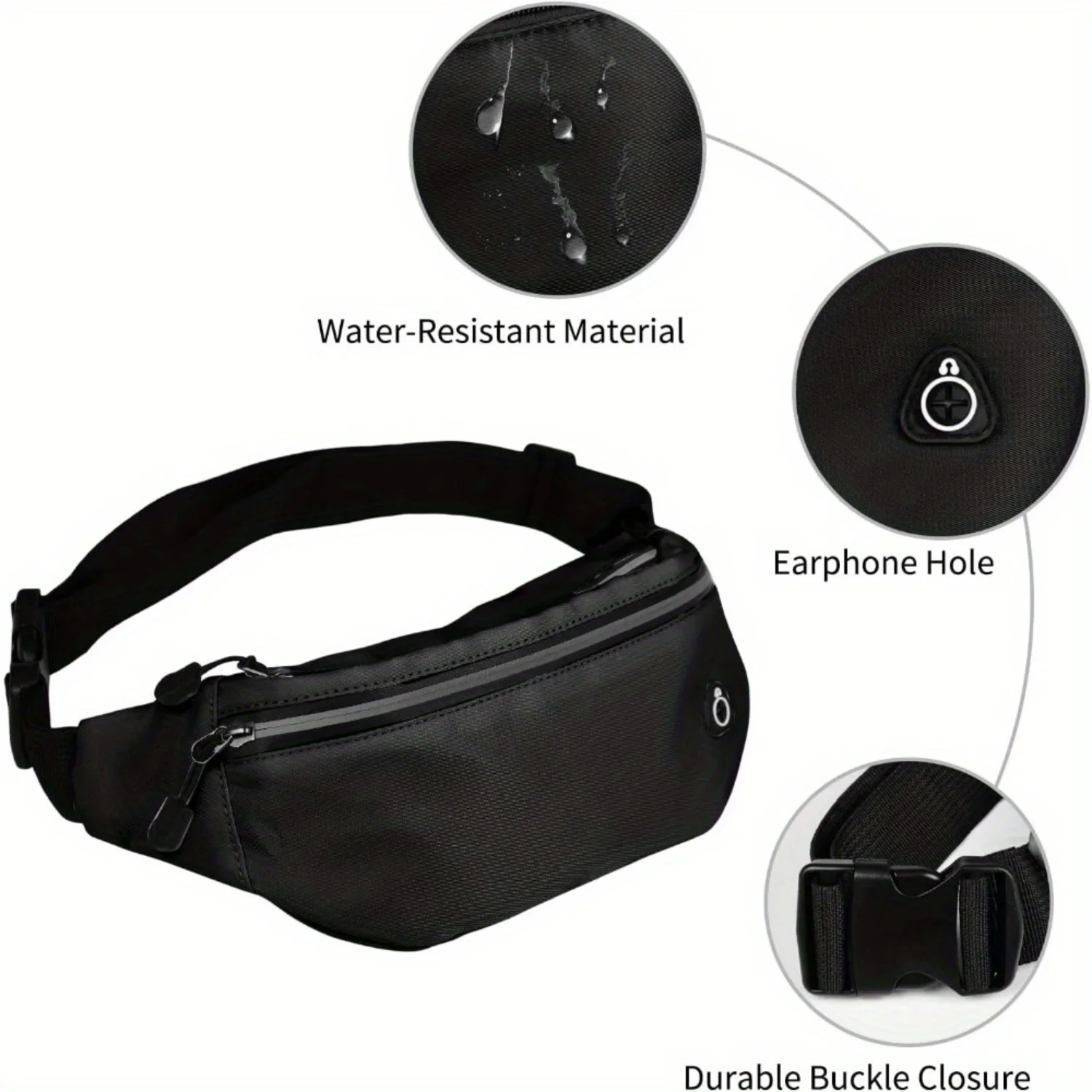 Waterproof Fanny Pack for Men Women, Sports Waist Bag for Travel Hiking Running - Durable Belt Bag