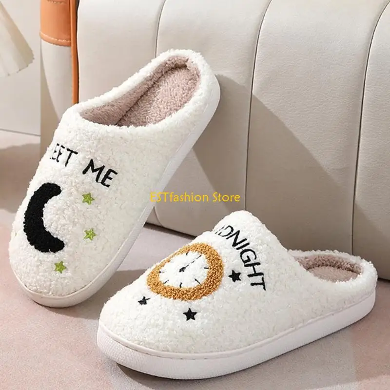 Y5GC Moon Clock Slippers Non-Slip Indoor House Slippers Home Shoes for Bedroom Hotel