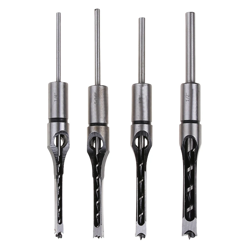 Foret à trous carrés HSS, foret carré pour le travail du bois, foret à mortaise 6.4/8/9.5/12.7 Mm, mèches de ciseau à mortaisage, outils pour le travail du bois 4 pièces