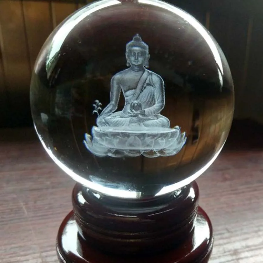 Wholesale Buddhist supply HOME Altar Efficacious bless safe good luck Medicine Tathagata buddha 3D Crystal ball talisman