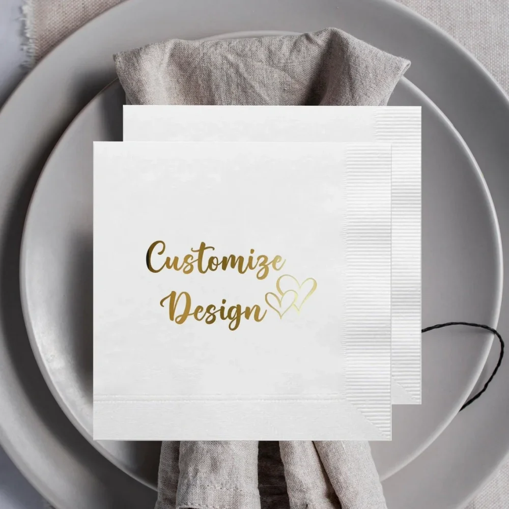 50 pcs Custom Napkins Personalized Napkins Wedding,Cocktail initials Paper printed tableware logo bar Monogram wedding Napkins