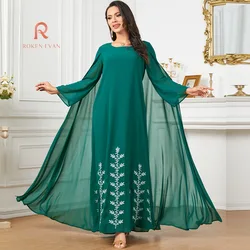 ROKEN EVAN 2024 Middle East elegant embroidered long dress large shawl women's Muslim abaya dress  maxi dress