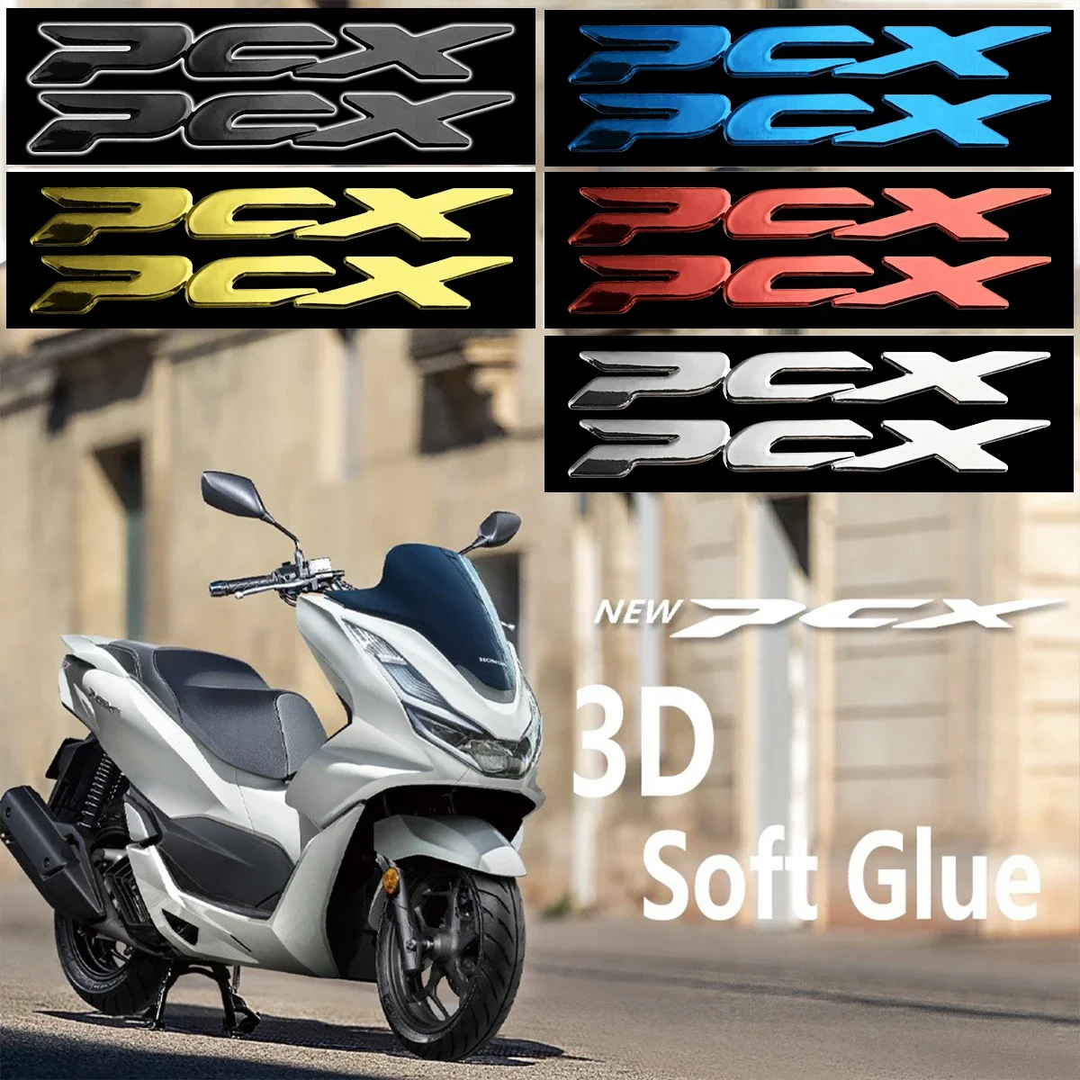 for Honda 3D Soft Glue PCX160 150 125 Stickers PCX Series Motorcycle Universal Modified Waterproof Personality Decorative