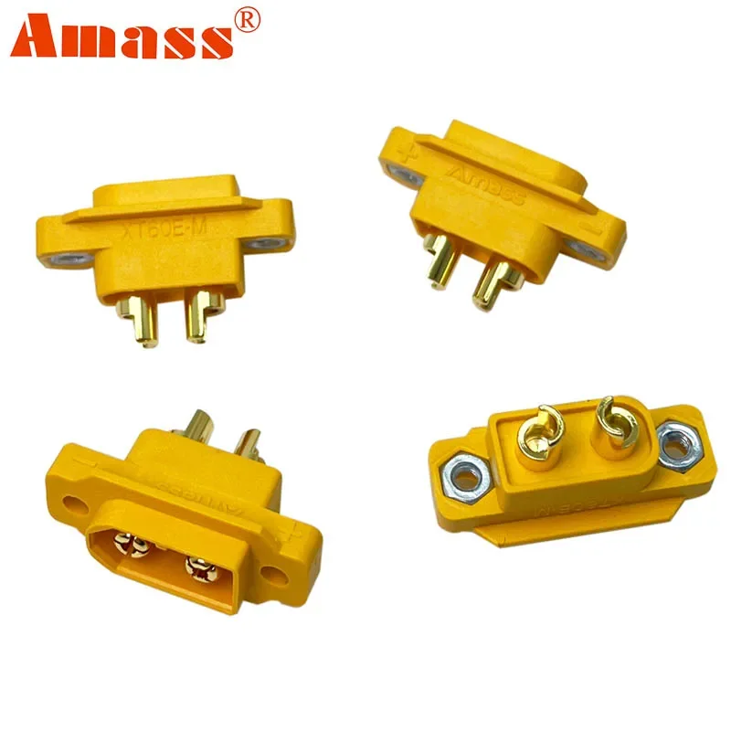 4pcs AMASS XT60E-M Mountable XT60 Male Plug Connector 4.23g For Racing Models Multicopter Fixed Board DIY Spare Part