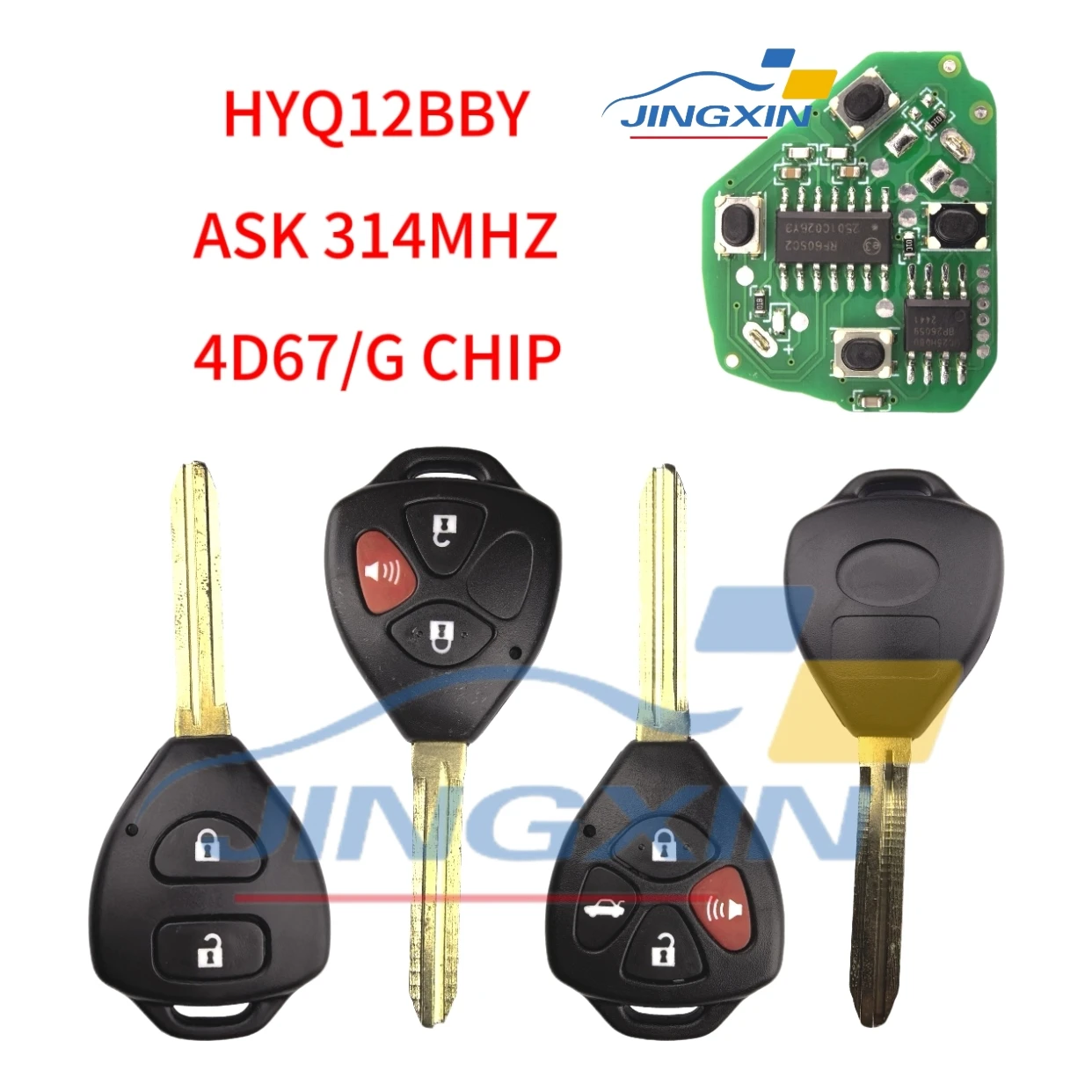 HYQ12BBY 314.4Mhz ID 4D67/G Chip For Toyota Camry Avalon Corolla Matrix RAV4 Yaris Venza tC/xA/xB/xC  Car Remote Key Blade TOY43
