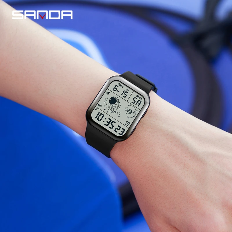 SANDA Brand Teenagers Student Watch Outdoor Sports LED Digital Timing Alarm Clock Calorie Waterproof Men's Lady Electronic Watch