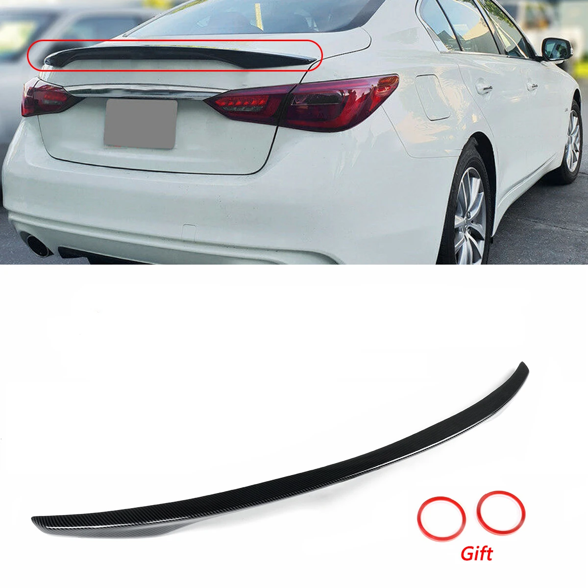 

Painted Glossy Black OE Style Car Raer Trunk Spoiler Wing Lip Roof Spoiler Wing For INFINITI Q50 2014-2020 For Infiniti q50