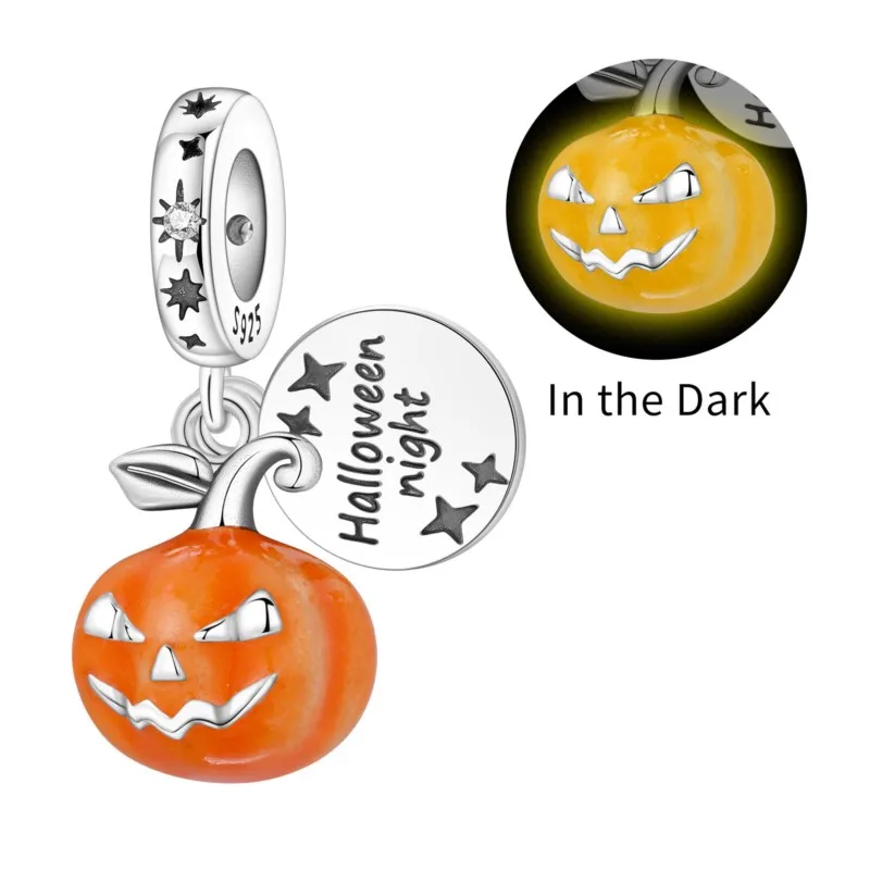 

MISEFF 925 Sterling Silver All Saints' Day Pendant Charms Carnival Night Pumpkin Lantern Original Bracelet Jewelry Women Gifts