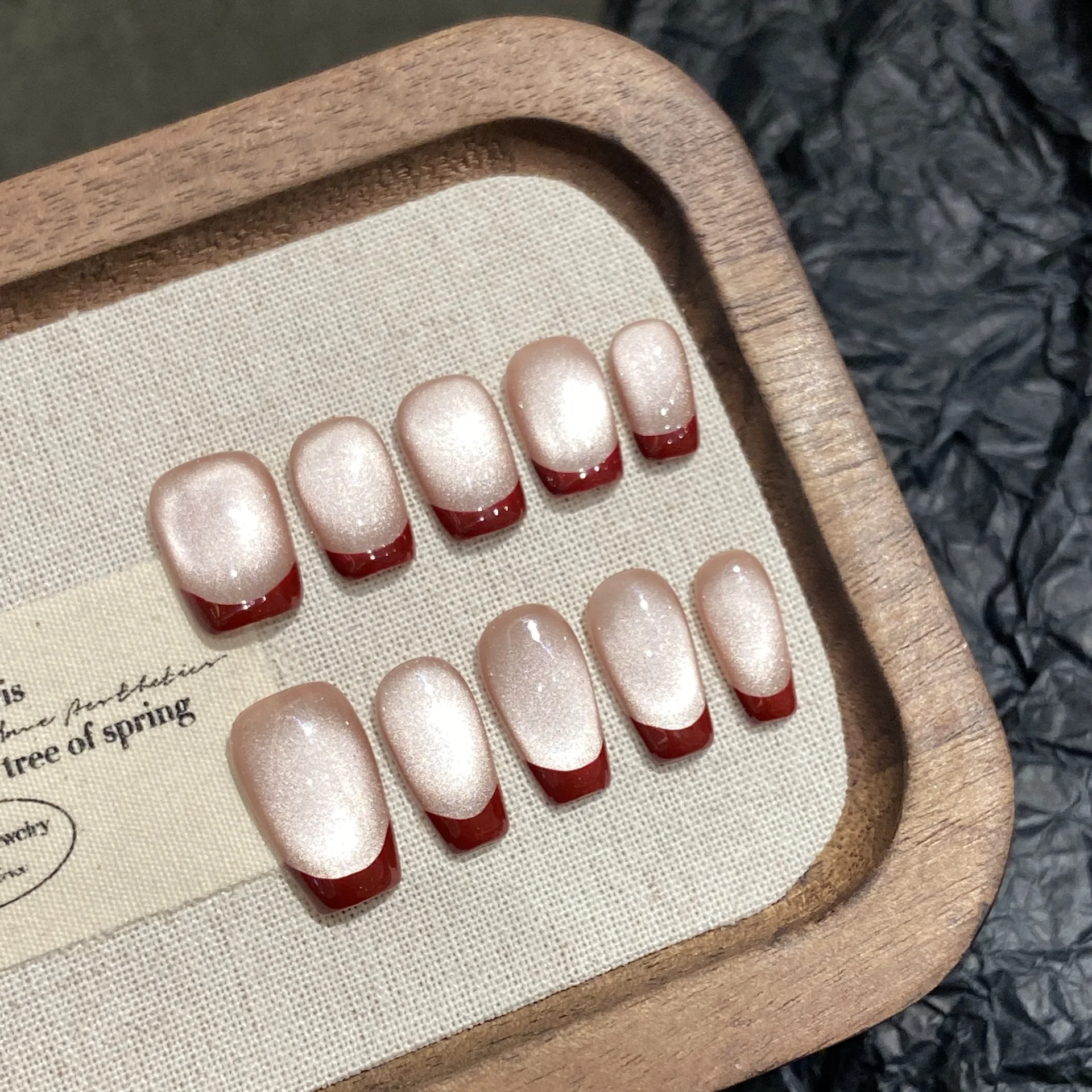 Nail Art Simple Elegant - 10개 수제 프레스드 코핀 네일 아트,