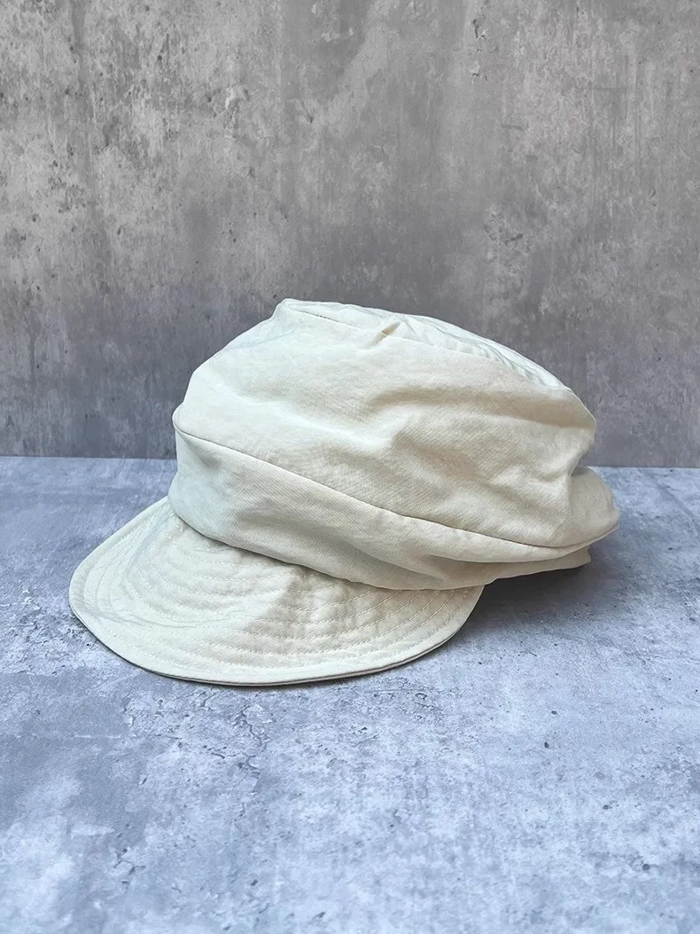 여성용 봄 여름 주름 신문 모자 팔각형 모자