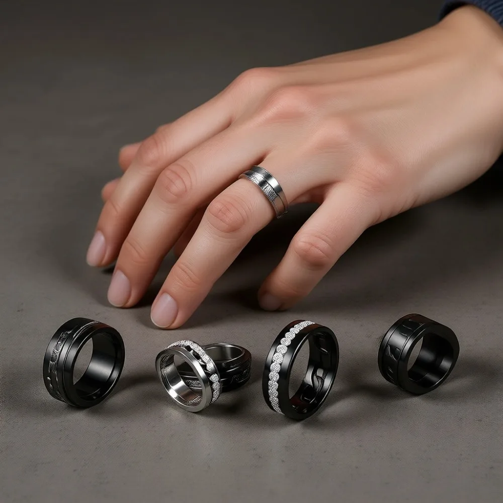 

Набор из 12 серебряных колец из нержавеющей стали, унисекс, для свадьбы и повседневной носки, размеры от 7 до 14