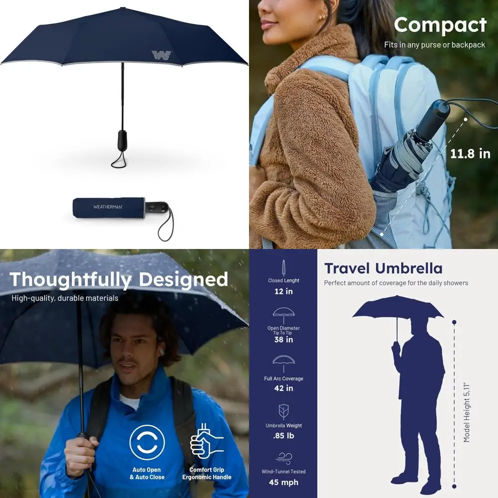 

Компактный мини-зонт для путешествий — ветрозащитный дизайн премиум-класса, устойчивый к ветрам на 45 миль в час — прочный и портативный для приключений на свежем воздухе