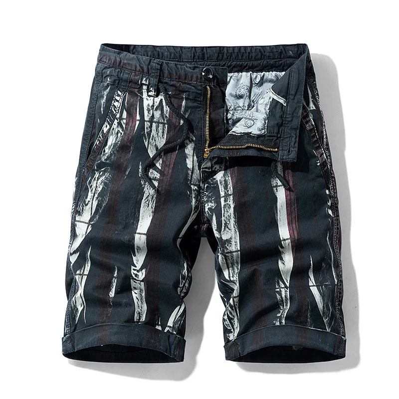 2025 Men's Stretch Camouflage Cotton Shorts Big Size Casual Streetwear Elastic Waist Unique Print Summer Beach Outdoor