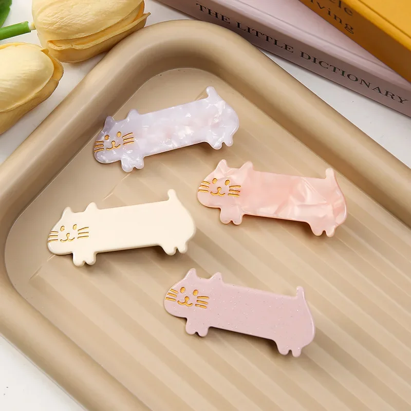 Korean Style Acetate Sheet Hair Clip Childrens Short Legged Cat Duckbill Edge Clip Hair Accessory At The Back of The Head