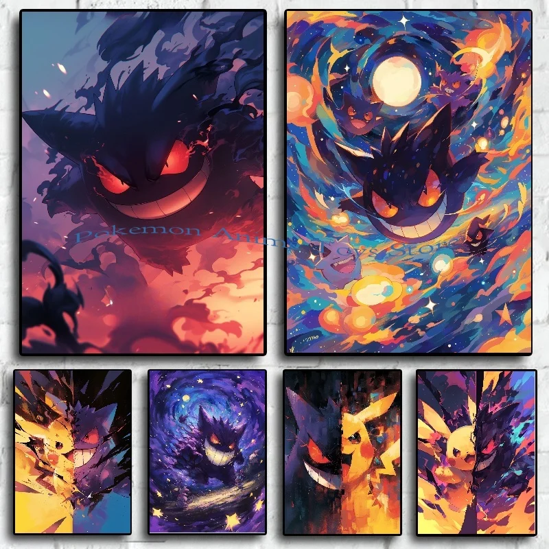 Pintura en lienzo de Pokémon de Anime, póster de Bulbasaur Charmander Squirtle e impresión de acuarela, imagen artística de pared, decoración del hogar, regalos para niños