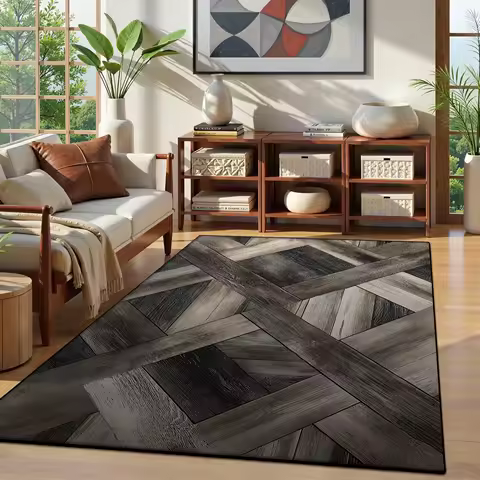 Retro Style Carpet Living Room Decoration Aesthetic Carpeting Bed Roomsretro Diamond Grid Cloakroom Antiskid Soft Rug Washable