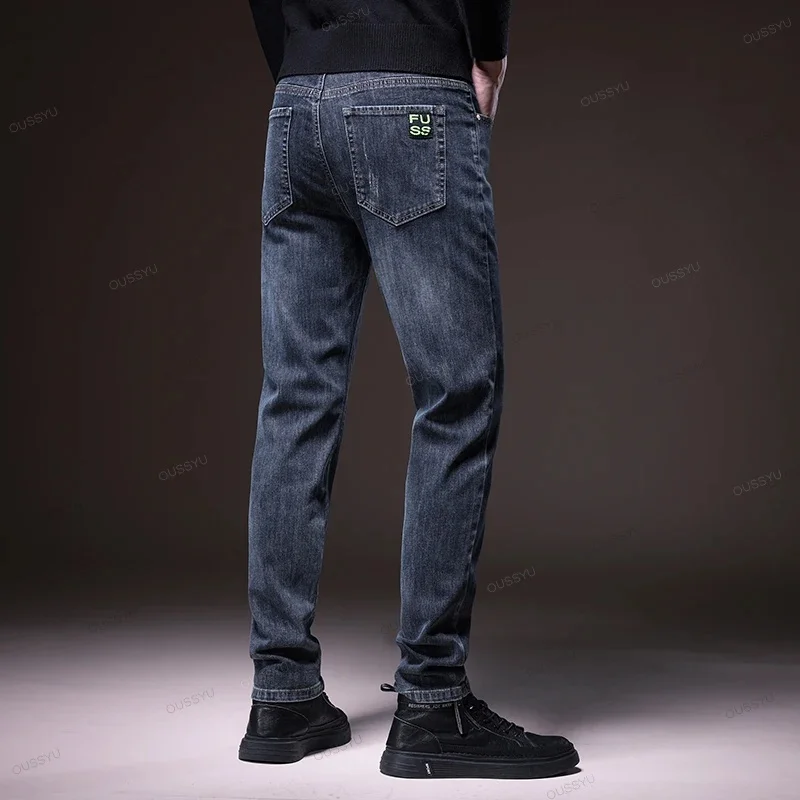 Autumn Winter High Quality Men's Jeans Casual Biker Denim Pants Classic Clothes Overalls Korea Slim Fit Trousers For Men 28-38