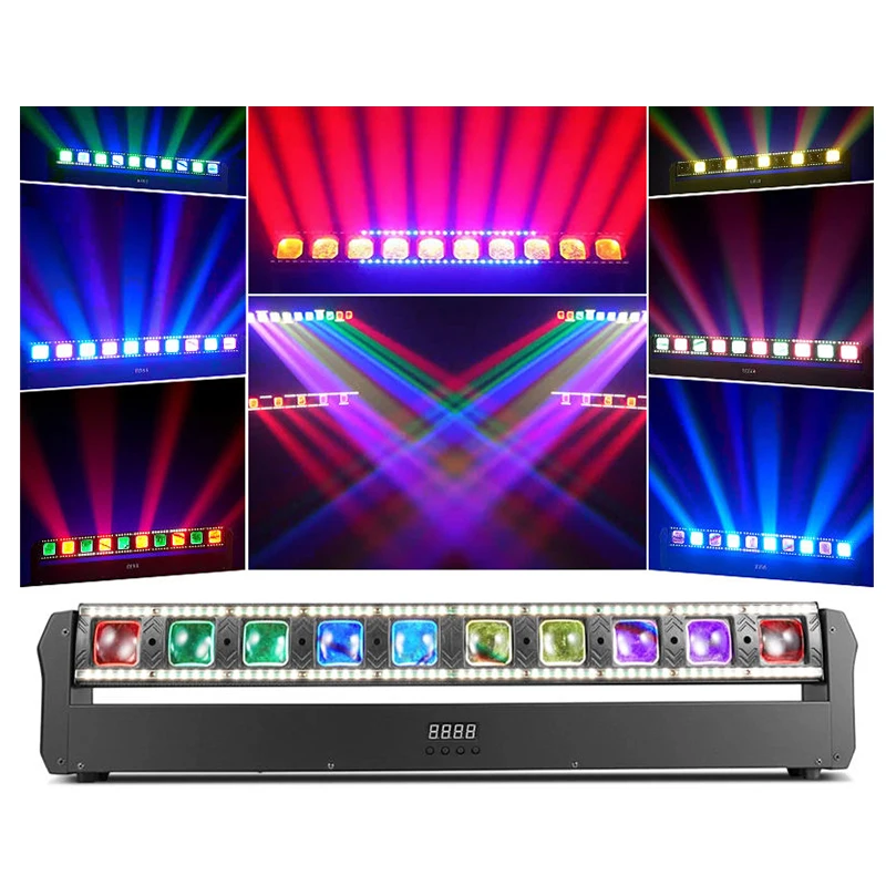 Verbesserte Version 10x25W RGBW Moving Beam LED-Lichtleiste 10-Augen-Bühnenlicht Stroboskop-Beam-Halo RGBW 4IN1 DMX 512 & Tonaktivierte DJ-Beleuchtung für Theater, KTV, Club, Ball,