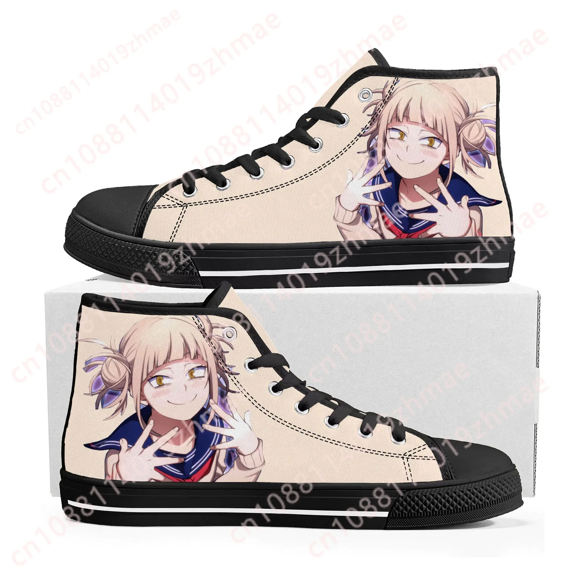 

Кроссовки с высоким верхом в стиле аниме Himiko Toga My Hero Academia, мужские, женские, подростковые, высококачественные кеды из канваса, обувь для пар, обувь на заказ