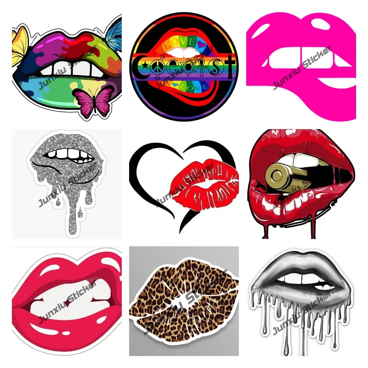 

Mouth Kiss Mouth XOXO Lips with Tongue Love Biting Lip Cartoon Lips Hot Lips W Tongue Waterproof Vinyl Decal Car Accessories