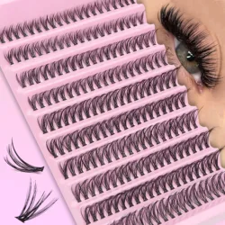 200Pc Diy Lash Extension Kit - Beginner Friendly, Reusable D-Curl Cluster Eyelashes In Mixed Lengths (10-18Mm) For Fluffy,