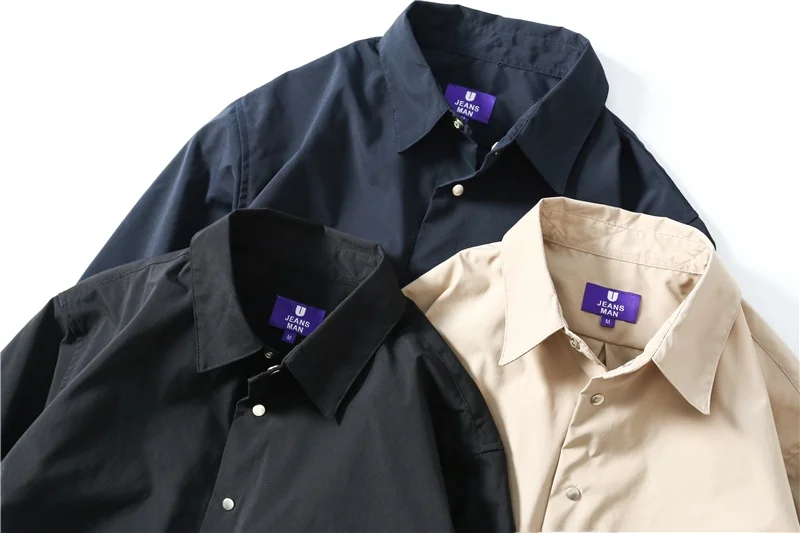 Waterproof Coolmax Fabric Men's Shirt Purple Label Special Wide Fit Youthful Trendy Long Sleeve Sharp Collar Open Cardigan