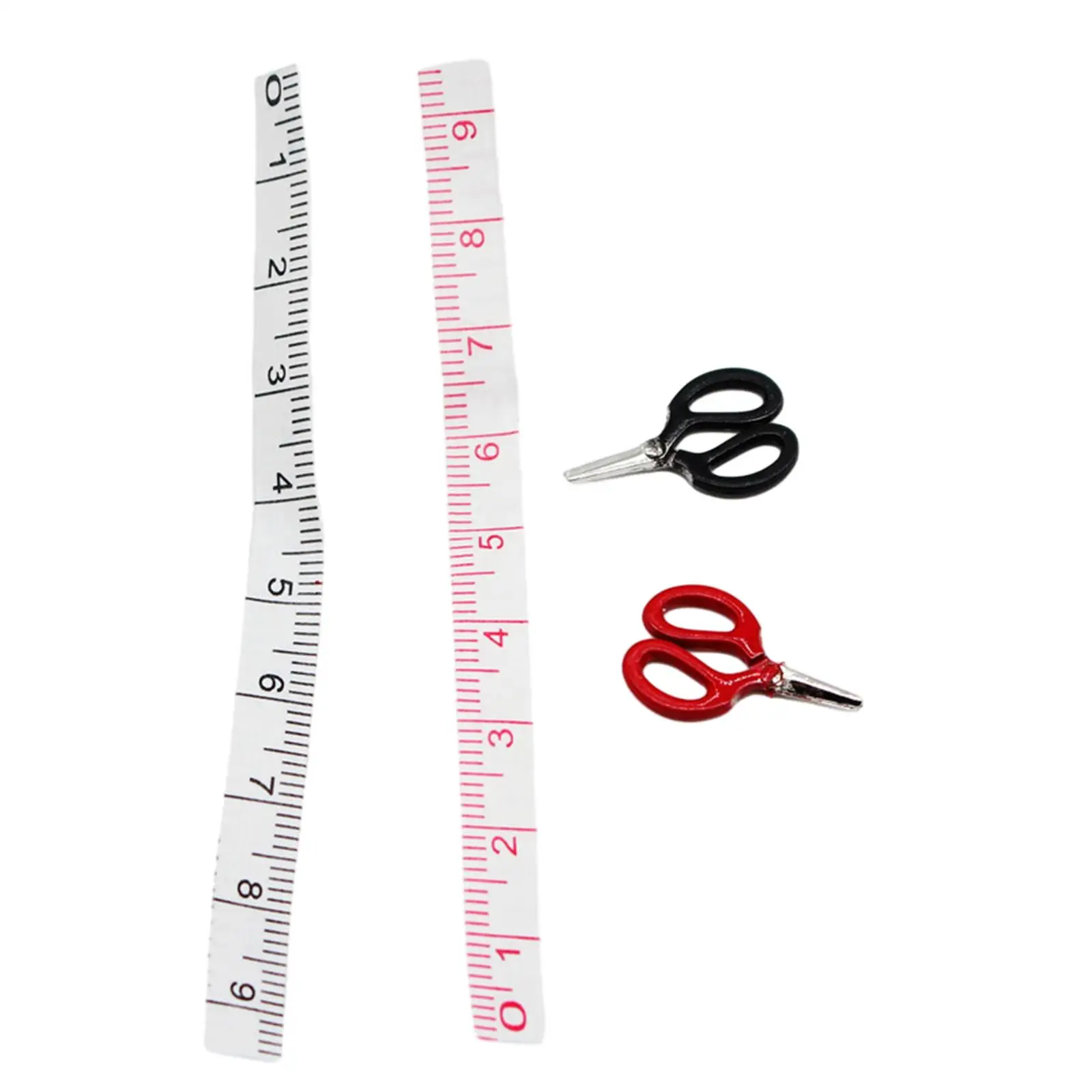 4-częściowy zestaw narzędzi do szycia dla lalek, miniaturowe nożyczki, miarka, akcesoria do domku dla lalek, do mikropejzaży, DIY, bajkowego ogrodu