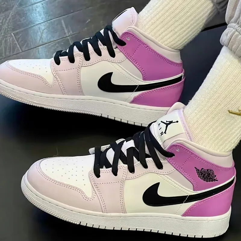 Мужские и женские удобные и универсальные шорты средней длины Nike Air Jordan 1, трендовые белые, фиолетовые