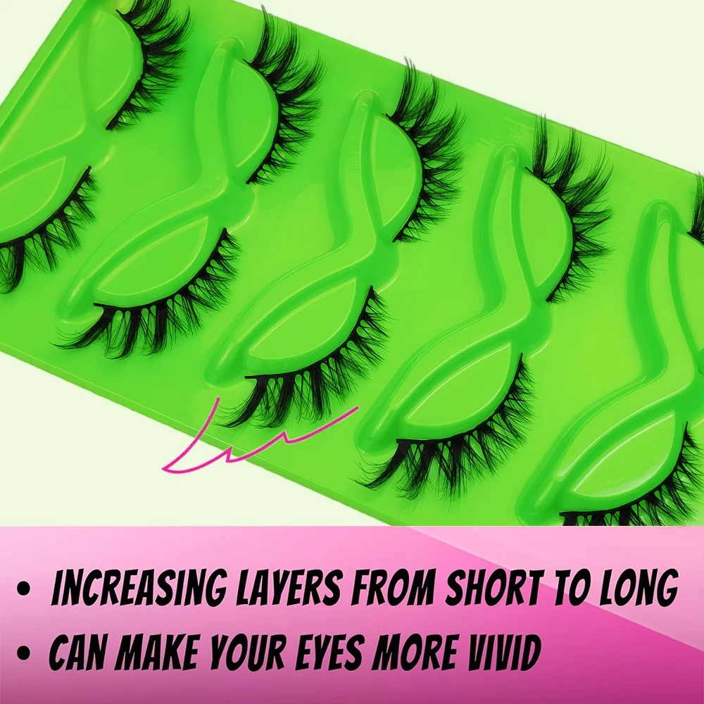 Ciglia piccole arricciate 5 paia di ciglia finte super morbide e spesse Barbie occhi comici ciglia finte sono un must per i principianti