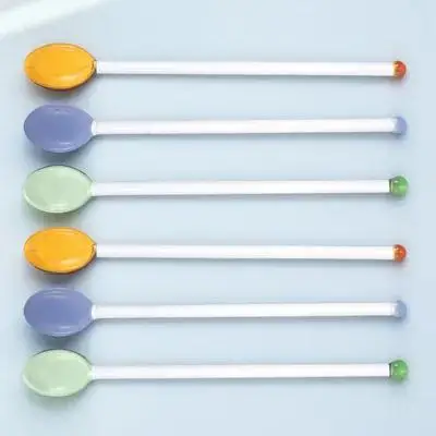 

6Pcs Glass Stirring Spoons Exquisite Bar Use Cocktail Coffee Juice Mixing Stirrers for Home Kitchen Restaurants