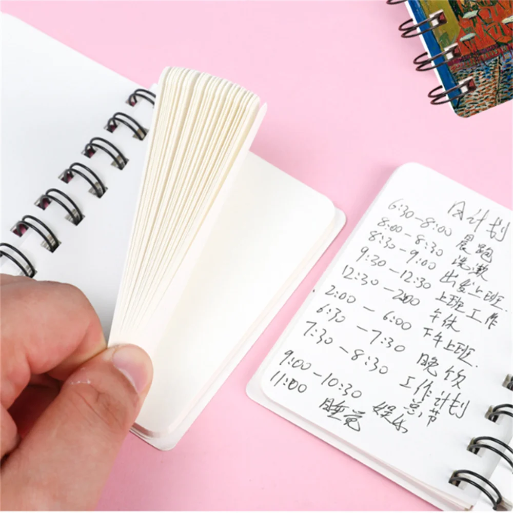 Mini Cartoon Coil Notebook Pencil-Enabled Pocket-Sized Spiral Gift Stationery Coil-Bind Note Pads for Note-Taking