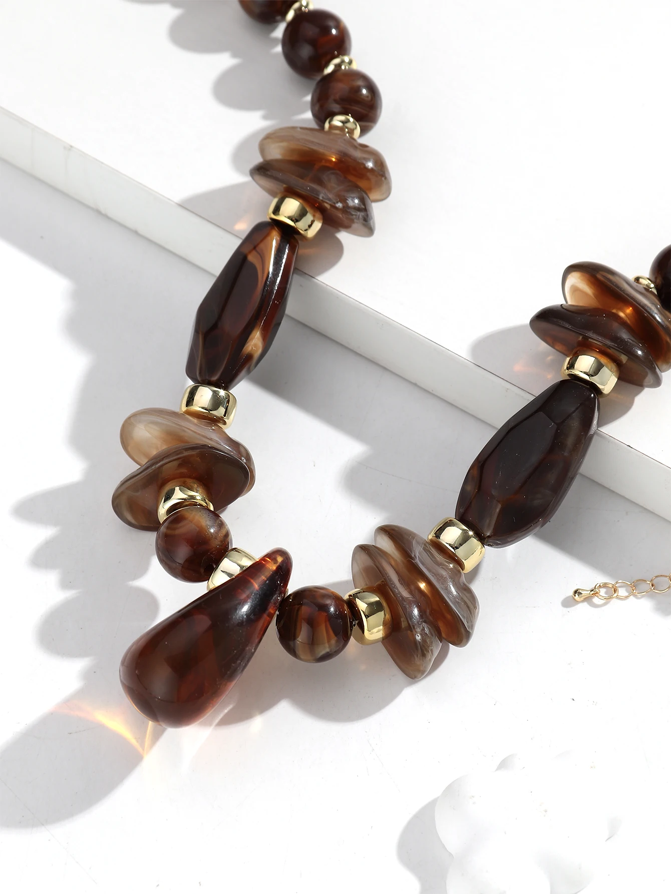 Vintage Acryl Unregelmäßige Geometrische Perlen Halsketten für Frauen Übertrieben Harz Waterdrop Anhänger Halsband Handgemachte Schmuck Geschenke – Detail 5