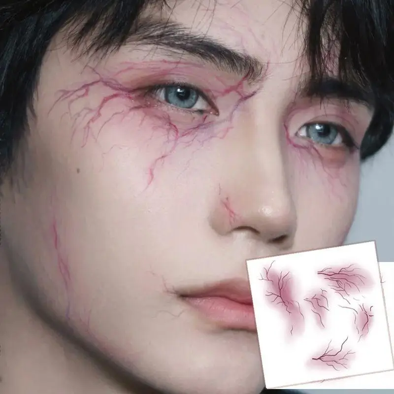 NEW 5 Sheets Halloween Wound Bruising Scar Temporary Tattoos Red Blood Clot Party Decor Stickers