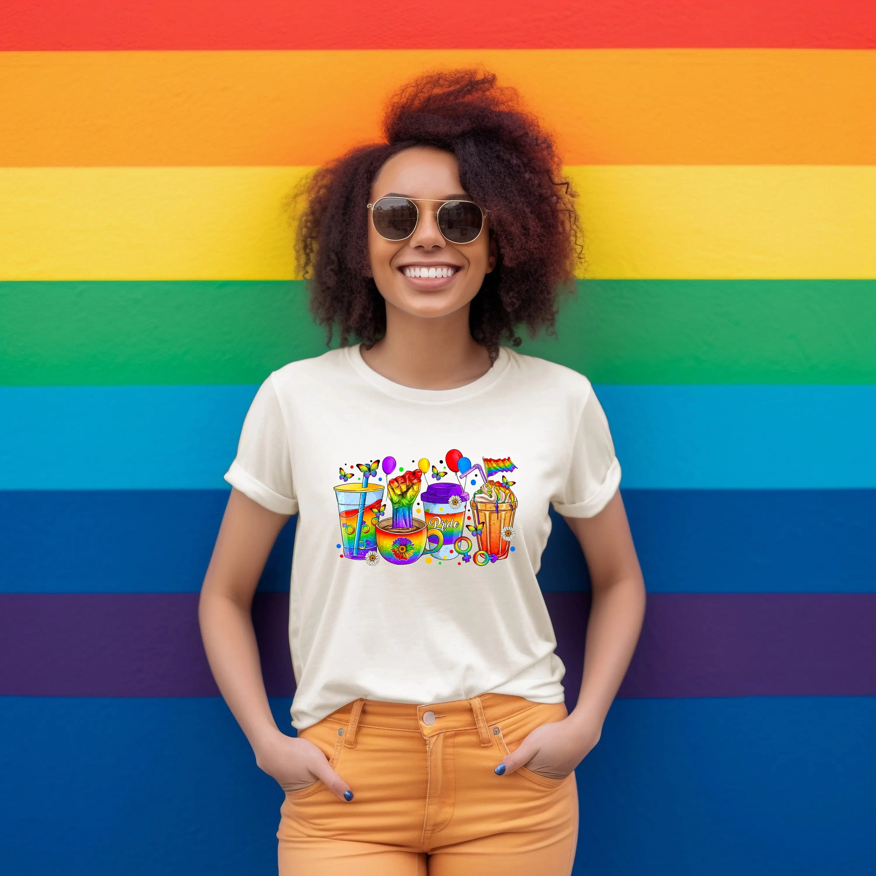 

Pride Coffee Cups T Shirt Rainbow Lgbtq Lesbian Gay