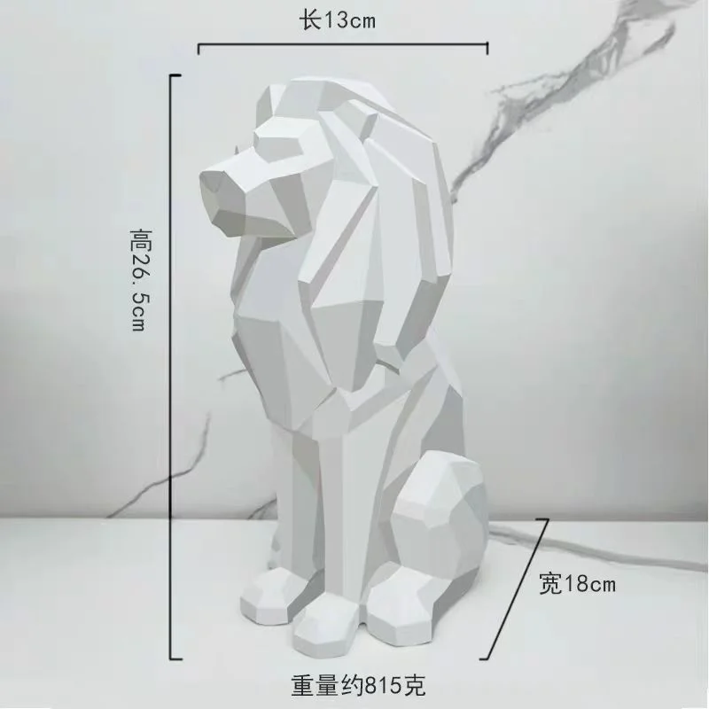 VIKAMA Fashion Creative Black White Modern Office Study Living Room Home Decoration Resin Lion Sitting Lion Sculpture Decoration