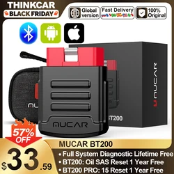 MUCAR BT200 BT200 PRO Car Scan Tool OBD2 Diagnostic Tool Full System Diagnosis scanner for all car 15 Reset Code Reader