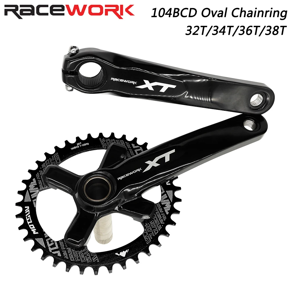 

RACEWORK XT 9/10/11 Speed Crankset 170mm/175mm Crank 104BCD Oval Chainring 32/34/36/38T for MTB Bike Bicycle Parts