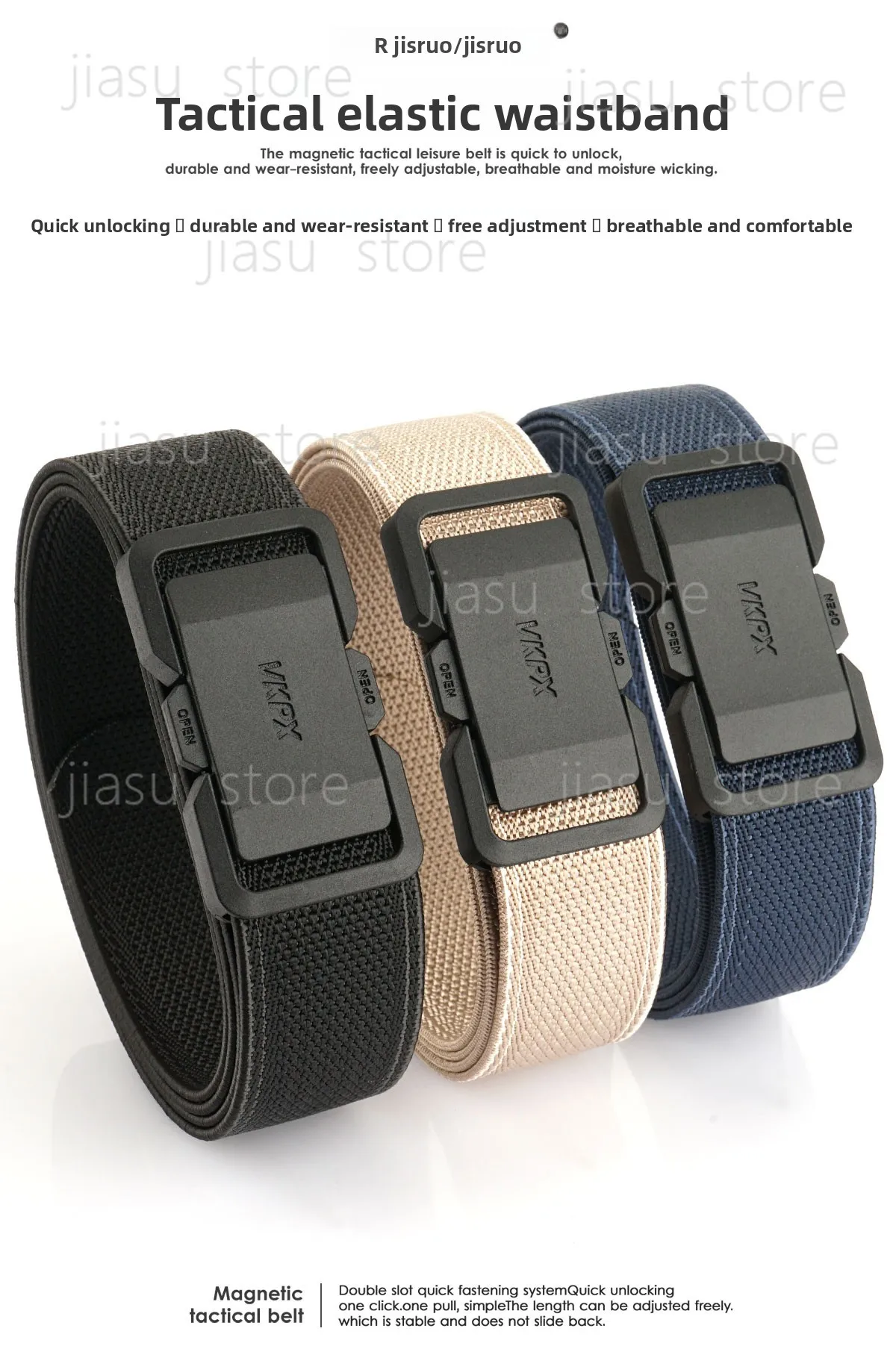 

Men's Elastic Tactical Belt Nylon Woven Alloy Quick Release Buckle Casual All Match Waistband