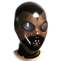 100%Latex Hood Rubber Club Black Cosplay Masquerade Festival Face Headgear 0.4mm