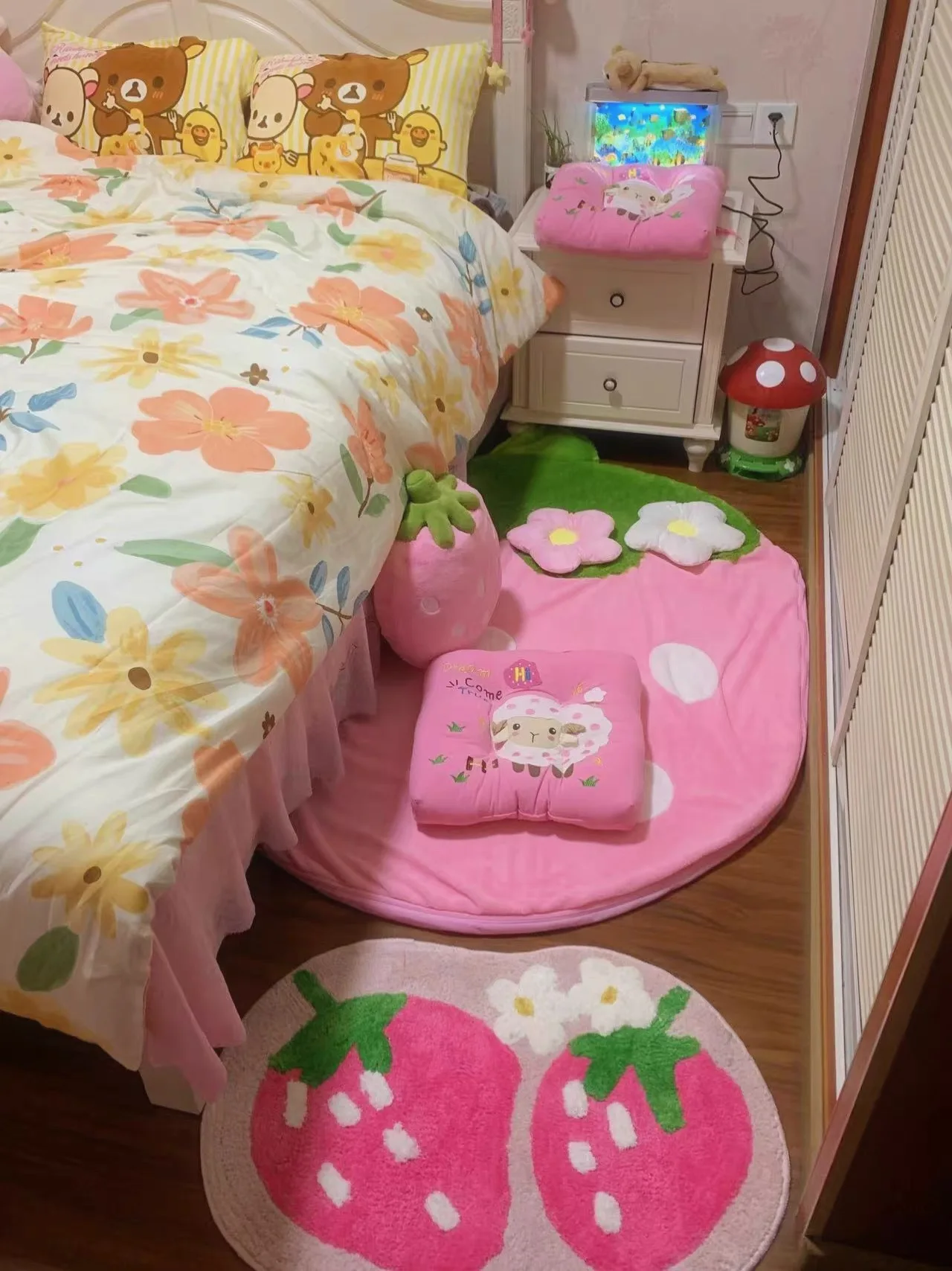 Pink Strawberry Children's Plush Rug/Doormat Baby Crawling Mat Sofa Carpet Washable