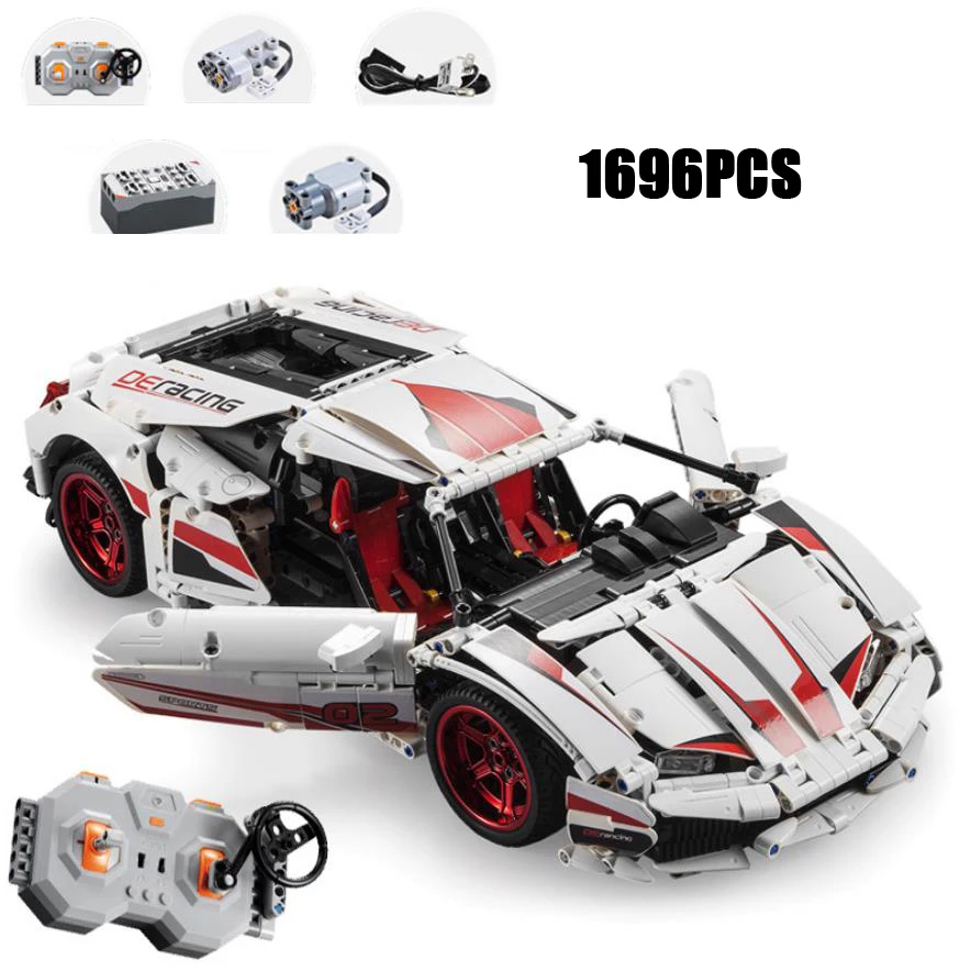テクニカル1:10スケール2.4GHzリモートコントロールスーパースポーツカー Huracan LP610 組み立てブロックRCカー ブリックスーパーカートイ ギフト用