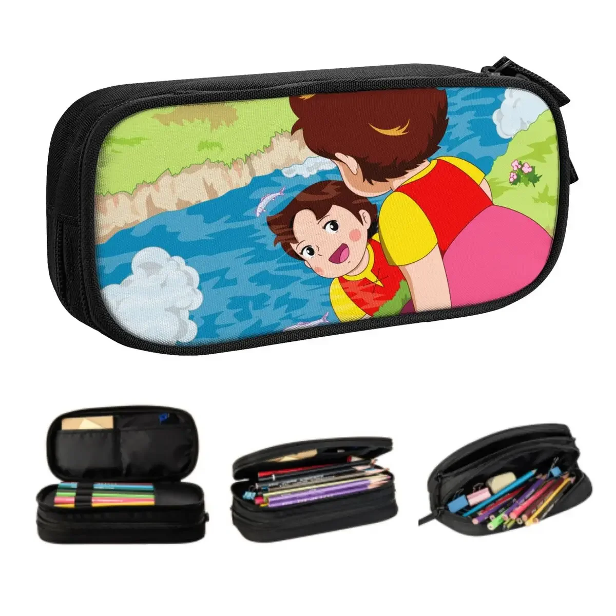 Cartoon Heidi Kawaii Pencil Cases Girl Boy Large Capacity Cartoon Anime Alps Mountain Girl Pencil Pouch Students Stationery